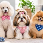 Fashionable pets including Poodle, Shih Tzu, and Pomeranian with stylish grooming