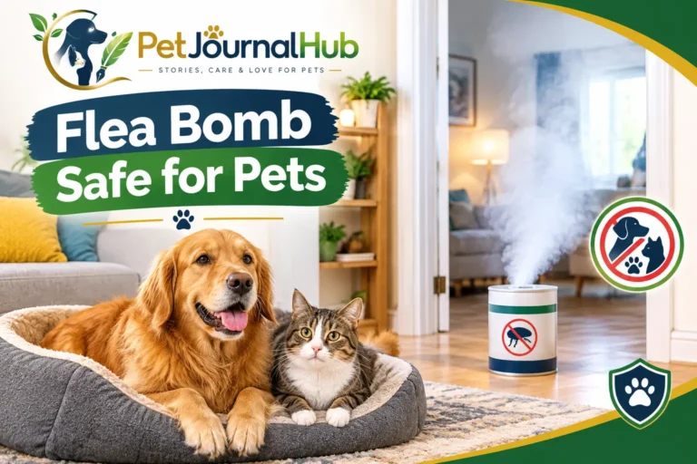 Flea bomb safety for pets with dog and cat kept away from treated home