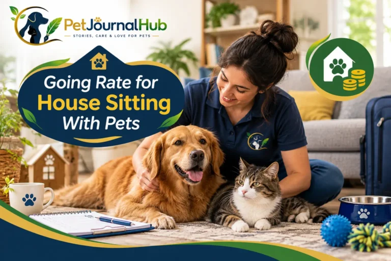 Going rate for house sitting with pets with a sitter caring for a dog and cat at home