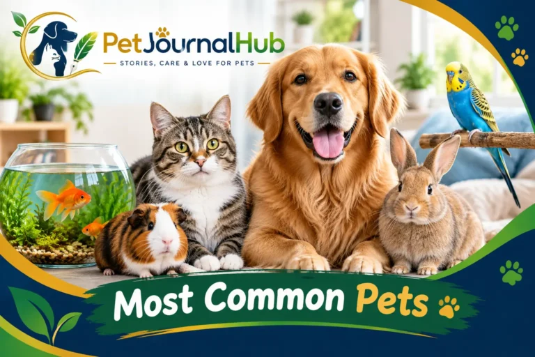 Most common pets including dog, cat, fish, bird, rabbit, and guinea pig