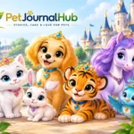 Princess pets featuring cute palace animals in a colorful royal garden