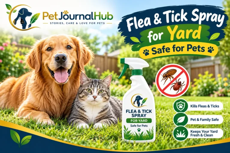 Dog and cat relaxing on a green lawn in a pet-conscious backyard