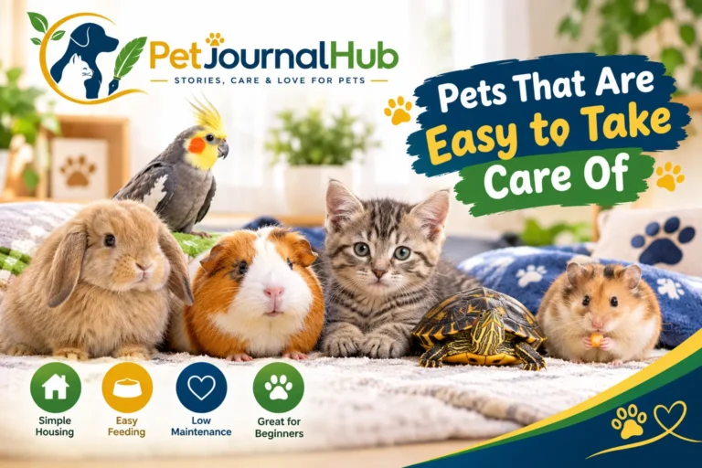 Pets that are easy to take care of, including a relaxed cat and dog at home.